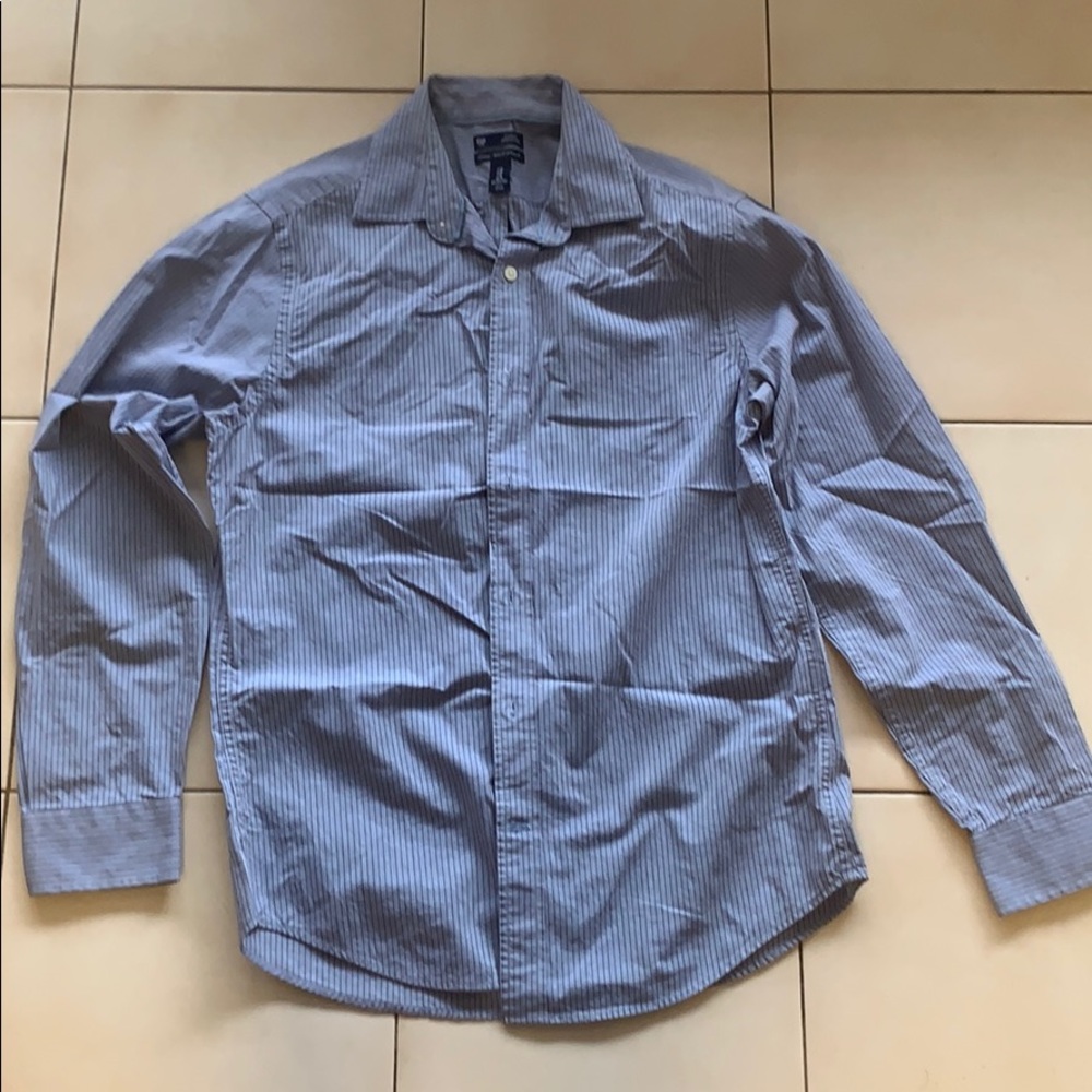 Blue gap striped long sleeve dress shirt men’s M